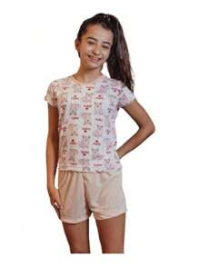 Youth Girl's Pajamas Printed Women's Short Polyester Teenage Summer Nightwear - 彩色 - 查看 8