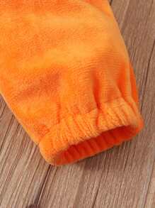 Pumpkin Expression Plush Zip-Up Jumpsuit, Fall/Winter - Orange - View 5