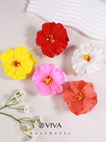 1 paquete de flores de estilo hawaiano de hibisco para mujeres, elegantes, casuales y lindas, ganchos para el cabello, pinzas y accesorios para el cabello para mujeres - Multicolor - Ver 1