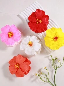 1 paquete de flores de estilo hawaiano de hibisco para mujeres, elegantes, casuales y lindas, ganchos para el cabello, pinzas y accesorios para el cabello para mujeres - Multicolor - Ver 3