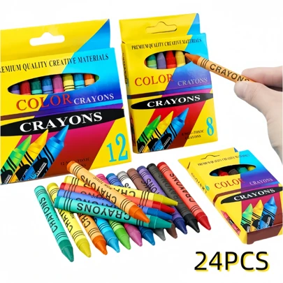 6/8/12/24-Pack Assorted Wax Crayons And Oil Pastels – Vibrant Colors For Drawing And Artistic Projects