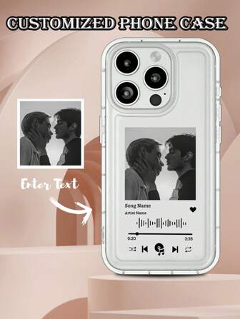 1pc Customized Phone Case With Music Player, Photo And Text Name Design, Transparent Shock-Absorbing Air Cushion, Suitable For IPhone 17 Air 16 15 14 13 12 11 Pro Max, Galaxy S25 24 23 Ultra FE A55 54 35,Season Picks,2025phonecase