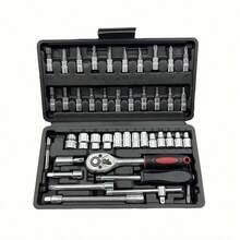 46pcs Automotive Repair Tool Kit, Car Household Maintenance Tools Set, Hardware Wrench Socket Kit - Black - View 2