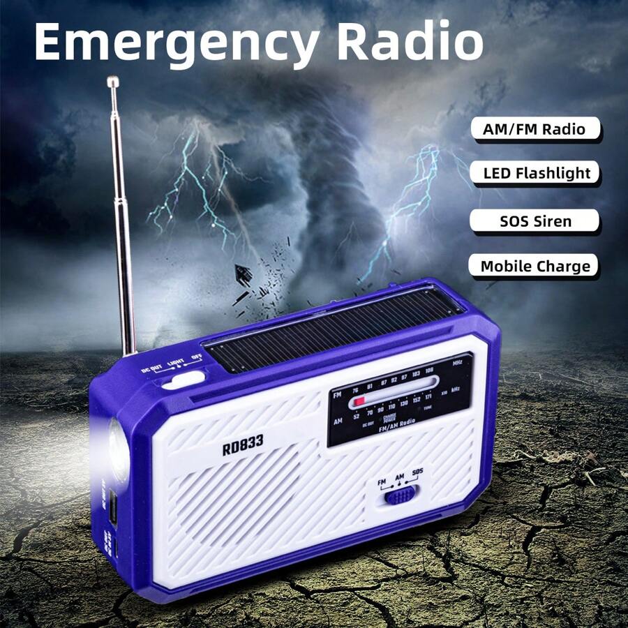 Solar Hand Crank Radio, Multi-Function LED Flashlight, Mobile Phone ...