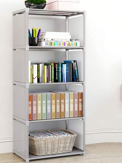 1 套多功能储物架，简易组装书架，落地式可堆叠储物架，可拆卸储物整理架，实用储物架，适用于家庭卧室厨房客厅学校宿舍