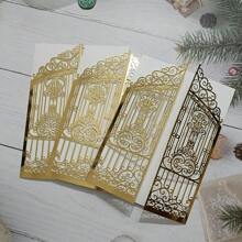 10pcs 5.1x7.1inch Gold Metallic Door Fold Laser Cut Invitation Cards For Wedding Party,Christmas