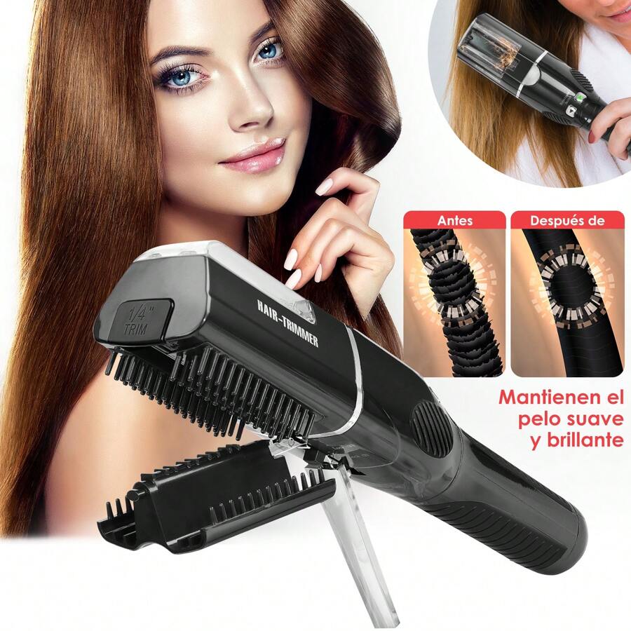 Máquina Cortador de Puntas Abiertas para Cabello Seco, dañado y Quebradizo, Máquina Cortadora de Puntas Abiertas sin Cable Máquina Cortadora de Puntas Abiertas para Cortar las Puntas Abiertas del Cabello barberia - Negro - Ver 1