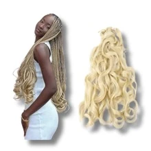 Jumbo French Curl Braids 5x 60cm Cherey Braids Boho Wavy 400g Jumbo Braid With Curls - 香檳色 - 查看 9