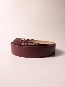 Women's Fashion Belt 2.5cm Gold Buckle - 酒紅色 - 查看 6