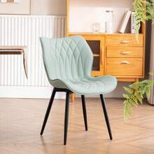 Armless Dining Chairs Set Of 2, Upholstered PU Leather Dining Room Chairs, Modern Kitchen Chairs For Living Room Bedroom, Side Chairs With Mid Back And Metal Legs, Loads 300LBS, Easy To Assemble - 薄荷綠 - 查看 7