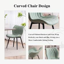 Armless Dining Chairs Set Of 2, Upholstered PU Leather Dining Room Chairs, Modern Kitchen Chairs For Living Room Bedroom, Side Chairs With Mid Back And Metal Legs, Loads 300LBS, Easy To Assemble - 薄荷綠 - 查看 3