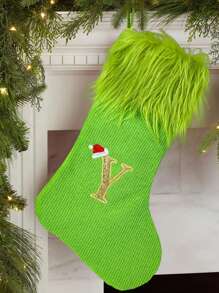1 件字母圣诞袜针织红绿字母圣诞装饰家居圣诞树装饰礼物圣诞树吊坠圣诞装饰派对用品，圣诞节