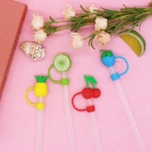 1/4/5/6/8/9 chiếc ống hút hình trái cây, nắp ống hút cho cốc 30 & 40 oz, nắp ống hút dễ thương với nhiều hình dạng khác nhau, nắp ống hút bằng silicon, nắp cho đầu ống hút 0,4 inch / 10 mm - Nhiều màu - Xem 6