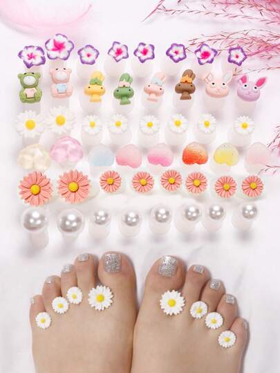 Set de 8 separadores de dedos de los pies con forma de margarita de silicona, estilo coreano, herramientas para el arte de uñas, suministros para uñas, herramientas para uñas, vuelta al colegio, uñas, herramientas para uñas postizas