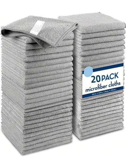 HYER KITCHEN 5/10/20 st set grå mikrofiber bilrengöringshanddukar, supermjuk och snabbtorkande