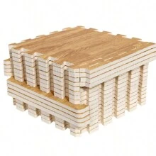 1pc/10pcs, 12"X12", High Strength Interlocking Floor Mats With Wood Grain Pattern, Suitable For Living Room, Kitchen, Bedroom, Anti-Collision/Anti-Slip/Waterproof, Puzzle Foam Flooring, Comes With 1 Edge Trim