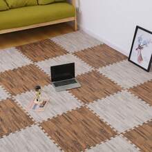 1pc/10pcs, 12"X12", High Strength Interlocking Floor Mats With Wood Grain Pattern, Suitable For Living Room, Kitchen, Bedroom, Anti-Collision/Anti-Slip/Waterproof, Puzzle Foam Flooring, Comes With 1 Edge Trim