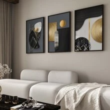 3pcs/Set Unframed Abstract Canvas Painting, Posters And Prints, Modern Geometric Pattern Wall Art Painting For Home Wall Decor Gifts Birthday Graduation - Blue and White - View 4