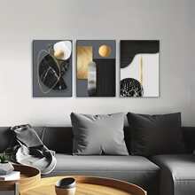 3pcs/Set Unframed Abstract Canvas Painting, Posters And Prints, Modern Geometric Pattern Wall Art Painting For Home Wall Decor Gifts Birthday Graduation - Blue and White - View 6