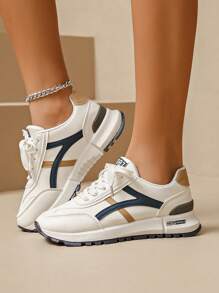 Sneaker vintage da donna, scarpe casual da corsa leggere e comode con punta tonda e allacciatura bassa