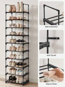 SONGMICS Shoe Rack, 10 Tier Shoe Organizer, Metal Shoe Storage Shelf For 20 Pairs Of Shoes, Easy To Assemble, Entryway, Black ULSA25BK - màu đen - Xem 8
