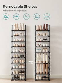 SONGMICS Shoe Rack, 10 Tier Shoe Organizer, Metal Shoe Storage Shelf For 20 Pairs Of Shoes, Easy To Assemble, Entryway, Black ULSA25BK - màu đen - Xem 7