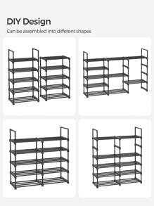 SONGMICS Shoe Rack, 10 Tier Shoe Organizer, Metal Shoe Storage Shelf For 20 Pairs Of Shoes, Easy To Assemble, Entryway, Black ULSA25BK - màu đen - Xem 6