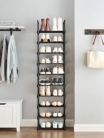 SONGMICS Shoe Rack, 10 Tier Shoe Organizer, Metal Shoe Storage Shelf For 20 Pairs Of Shoes, Easy To Assemble, Entryway, Black ULSA25BK