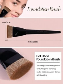 MAANGE 3pcs Soft Makeup Brush, Protable Smudge Cosmetic Brush Makeup Brush With Foundation Brush Blush Brush Loose Powder Brush Contour Brush Highlighter Brush Makeup Tools Gift For Women & Girl Travel Makeup Brush ﻿ - 黑色 - 查看 8