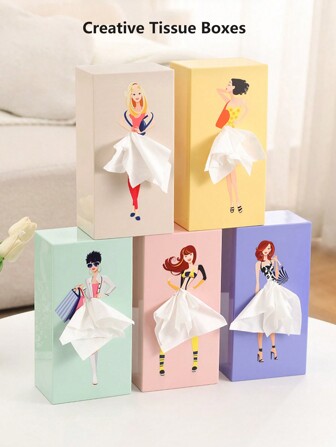 1 Creative Cartoon Anime Puffy Skirt Girl Face Tissue Box, Home Stuff, Table, Home Decorations, Home Organization And Storage, Room Decor, Room Decor Bedroom, Kitchen Accessories, Kitchen Tools, Organizer Kitchen, Travel, Holiday,Tissue Box Holder,Napkin Holder,Festival Family Gathering,Kitchen Dining Table Decor For Home Kitchen Bedroom Living Room Dining Room, Home Decoration Accessories, Decorative Box,Women Wedding Gift,Summer Travel Holiday Festival Must-Have