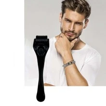 Upgrade Derma Roller Microneedle Roller For Face, Titanium Beard Roller | Microneedling Roller For Women Men (Black)