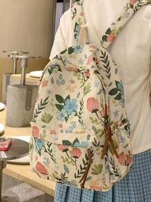 Women's Minimalist Large Capacity Classic Flower Print Backpack
