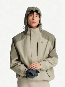 TECTOP 男士秋冬季保暖三合一夹克防水耐磨多口袋连帽户外徒步登山 - 卡其色 - 查看 6