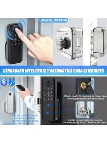 Chapa Cerradura Inteligente Electrónica Exterior Smart Lock - Negro - Ver 4