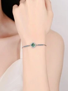 1 pièce Bracelet en argent sterling 925 élégant et luxueux avec moissanite de 1 carat, convenant pour un port quotidien, une fête, un jour férié, la Saint-Valentin - Boîte-cadeau décorative en forme de rose