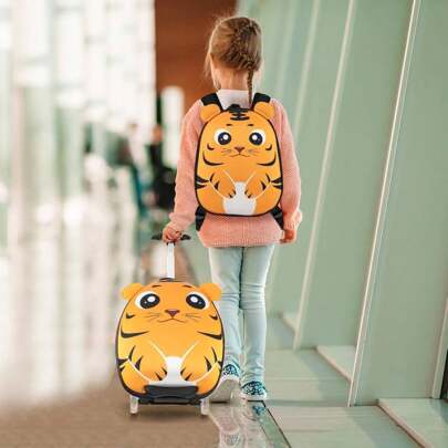 2 Pcs. Children's Suitcase With Backpack Children's Travel Suitcase Set Children's Trolley Children's Luggage (Owl)