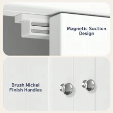 66'' Over The Toilet Storage Cabinet, Toilet Furniture, Bathroom Cabinet With Adjustable Shelf And Double Doors, Bathroom Organizer - Bathroom Space Saver Organizer Above Toilet With Open Shelf, Taller Wooden Free Standing Toilet Rack,White - 白色 - 查看 7