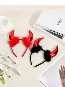 1pc Fashionable Devil Horn Headband Holiday Party Animal Headpiece With Sequin & Feather Witch,Hairband,Hair Hoop Headbands Hair Accessories Head Accessories - Multicolor - View 5