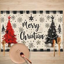 Christmas Placemats 1PC,4pcs,6PCS Set, 12X18" - Festive Polyester Table Mats For Holiday Dining & Kitchen Decor, Machine Washable - Multicolor - View 10