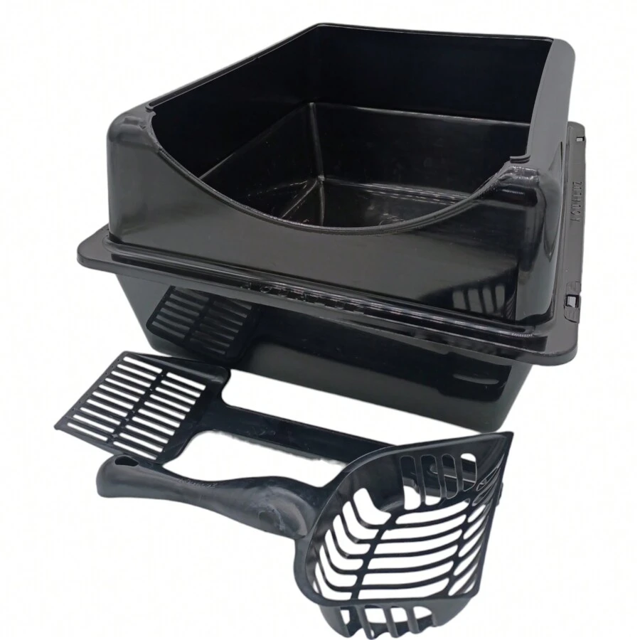 Arenero Grande Para Gato Con Extensión + Palitas - Negro - Ver 1