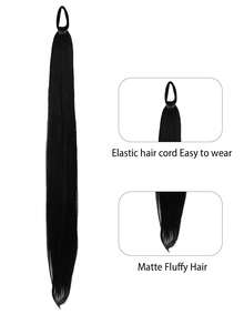 Tóc đuôi ngựa thẳng 28 inch với kiểu tóc đuôi ngựa có thể điều chỉnh Băng đô thun đuôi ngựa bẩn tự nhiên mềm mại và tổng hợp thuận tiện cho phụ nữ khi đeo - Nhiều màu - Xem 4