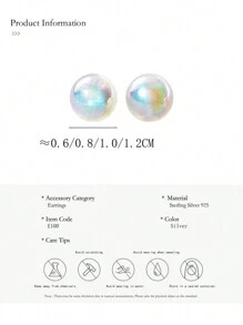 1 para modnych kolczyków z pereł syreny ze srebra próby 925 w kolorze czarnym, białym i szarym z klasyczną słodką stylistyką do codziennej dekoracji E100 AYE368