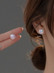 1 para modnych kolczyków z pereł syreny ze srebra próby 925 w kolorze czarnym, białym i szarym z klasyczną słodką stylistyką do codziennej dekoracji E100 AYE368