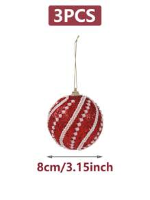 3 pièces Set de boules de Noël, décorations de sapin de Noël pendentifs, rouge/blanc/rose/bleu/or champagne, Noël - Multicolore - Voir 10