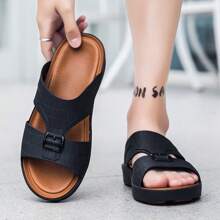 Herren Sommer Lässig Vintage einfarbige Slipper für den Outdoor Bereich, abriebfest, atmungsaktiv, rutschfest und schnell trocknend