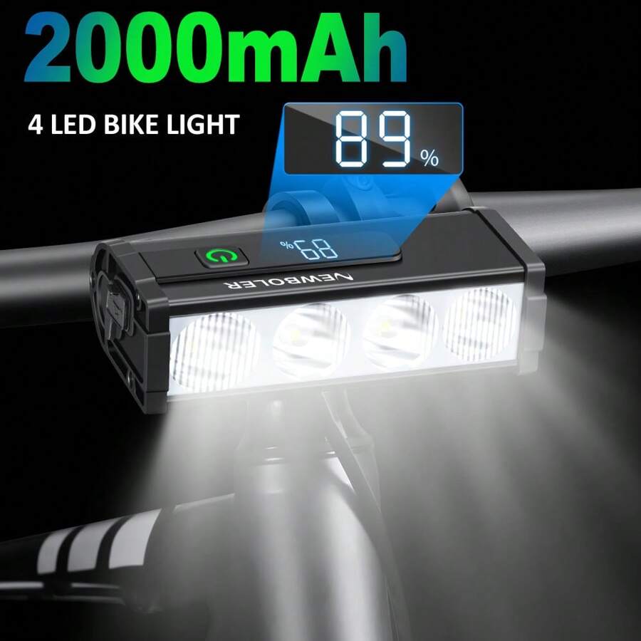 NEWBOLER Bicycle Light 2000mAh Bike Front Light Waterproof Flashlight USB Charging Bicycle Light MTB Bike Light