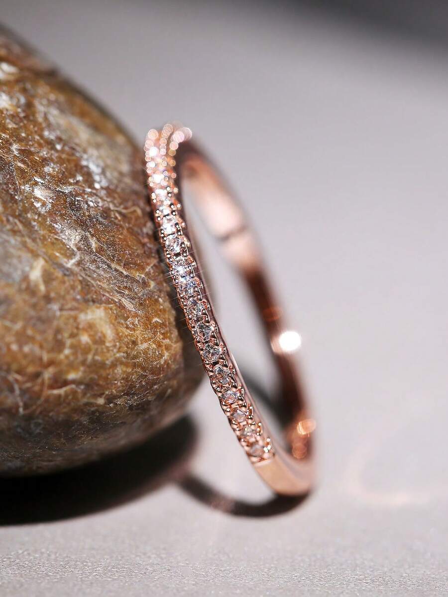 1 chiếc nhẫn đá Cubic Zirconia thanh lịch, trang sức cưới/đính hôn dành cho nữ.