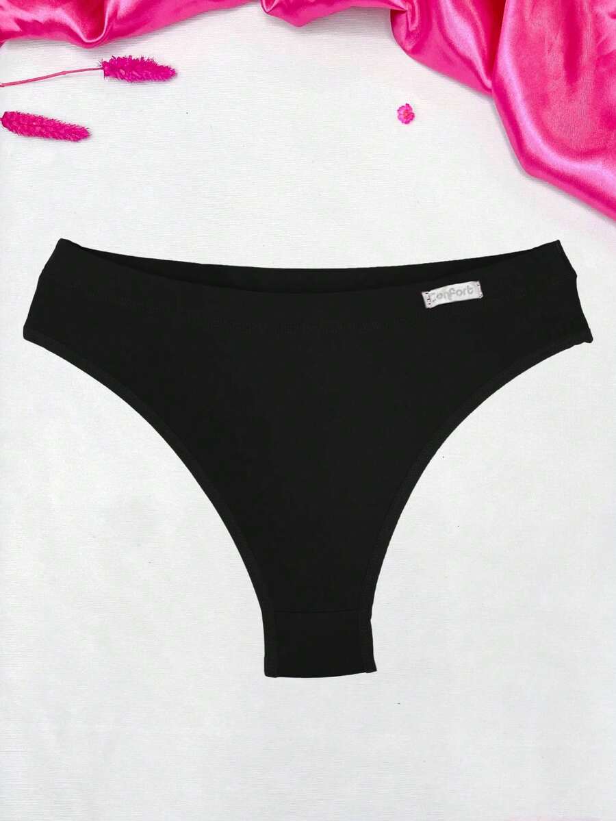 Comfort Thong Panties With Folded Waistband - màu đen - Xem 1