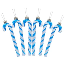 6 件/盒闪光糖果手杖圣诞树饰品，拐杖塑料手杖吊坠鲜艳颜色圣诞手杖带挂绳用于圣诞树手杖装饰吊坠，圣诞节 - 彩色 - 查看 10