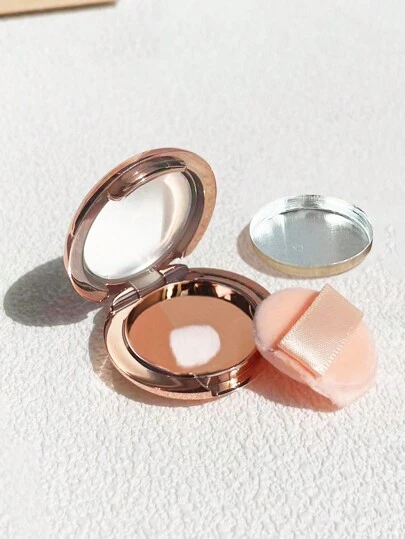 1 pieza Espejo de maquillaje mini redondo con tono dorado rosa, organizador de viaje con borla y paleta de sombras de ojos de 1g, maquillaje, barato, decoración de habitación, tocador, viaje, dormitorio, accesorios de maquillaje, barato, rellenos de calcetines, maquillaje, herramientas de maquillaje, cosas baratas, regalos, regalos para mujeres, regalos de Navidad